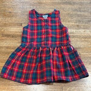 Vintage OshKosh B'gosh Flannel Red and Green Plaid Jumper Size 3T